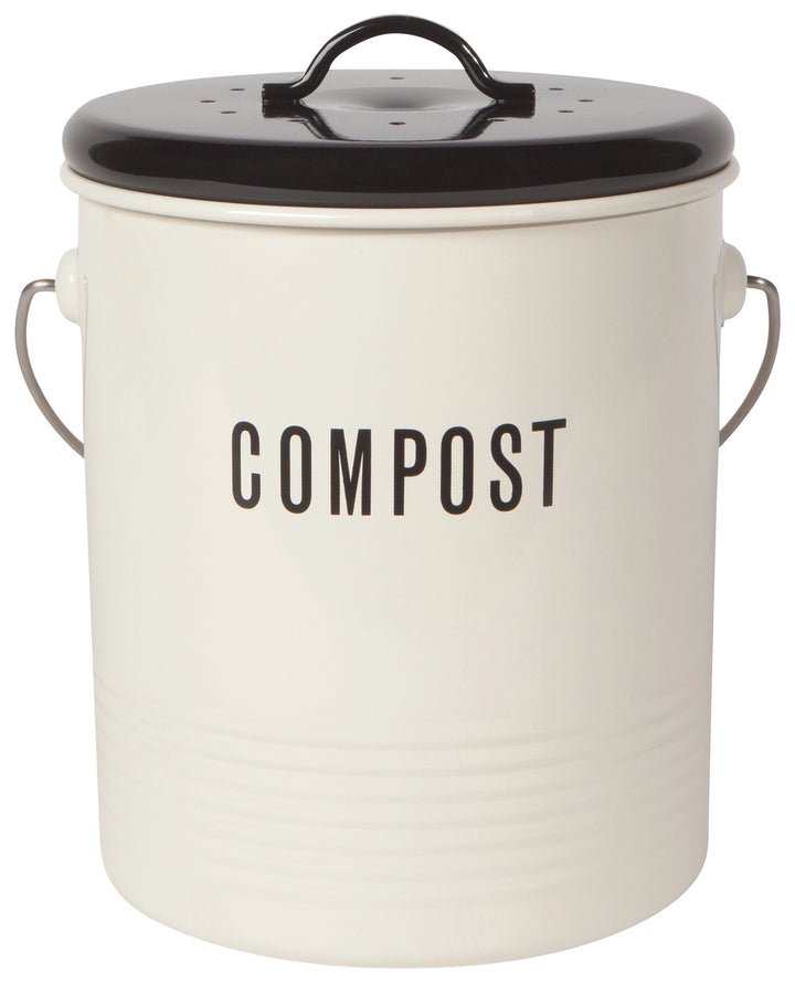 Steel Compost Bin: Vintage White 1.25 Gallon