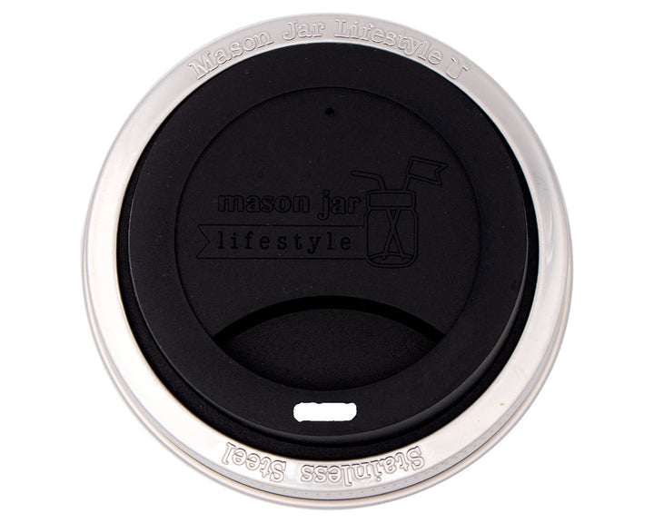 Silicone Drinking Lid with Stainless Steel Band For Mason Jars